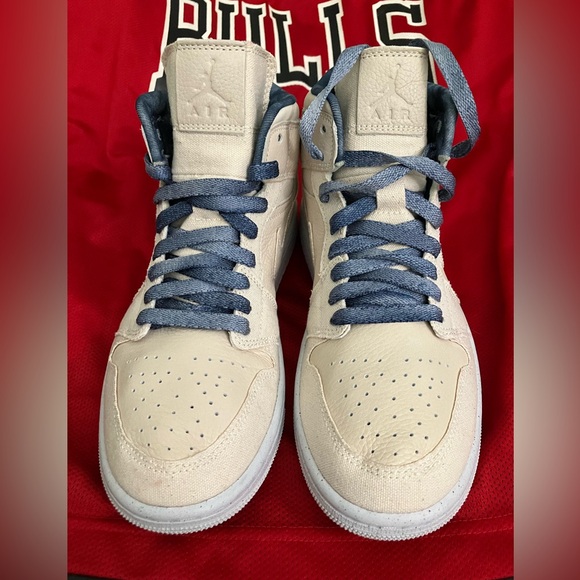 Nike Air Jordan 1 Sanddrift - BEAUTIFUL Sneakers - Canvas Velvet Neutral Shoes - Picture 2 of 10